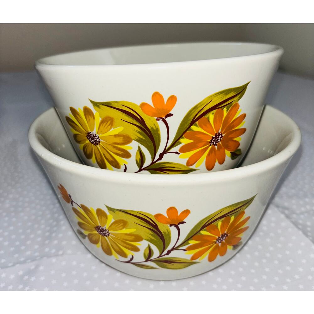 Capri Bake Serve N Store Set of Two Stoneware Bowls, Vintage 1970's